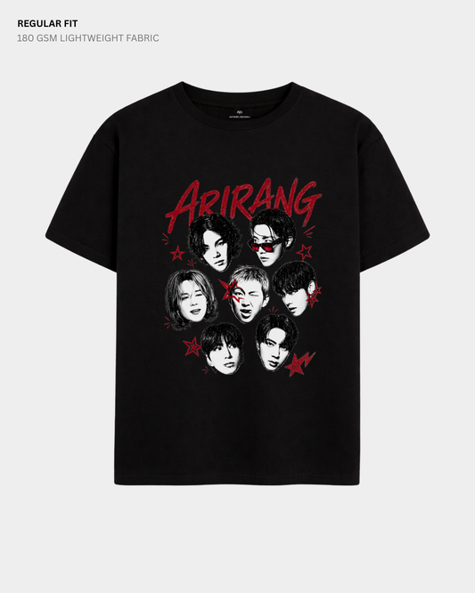BTS Arirang Regular Fit T-Shirt | Antherr Core Black Cotton 180 GSM