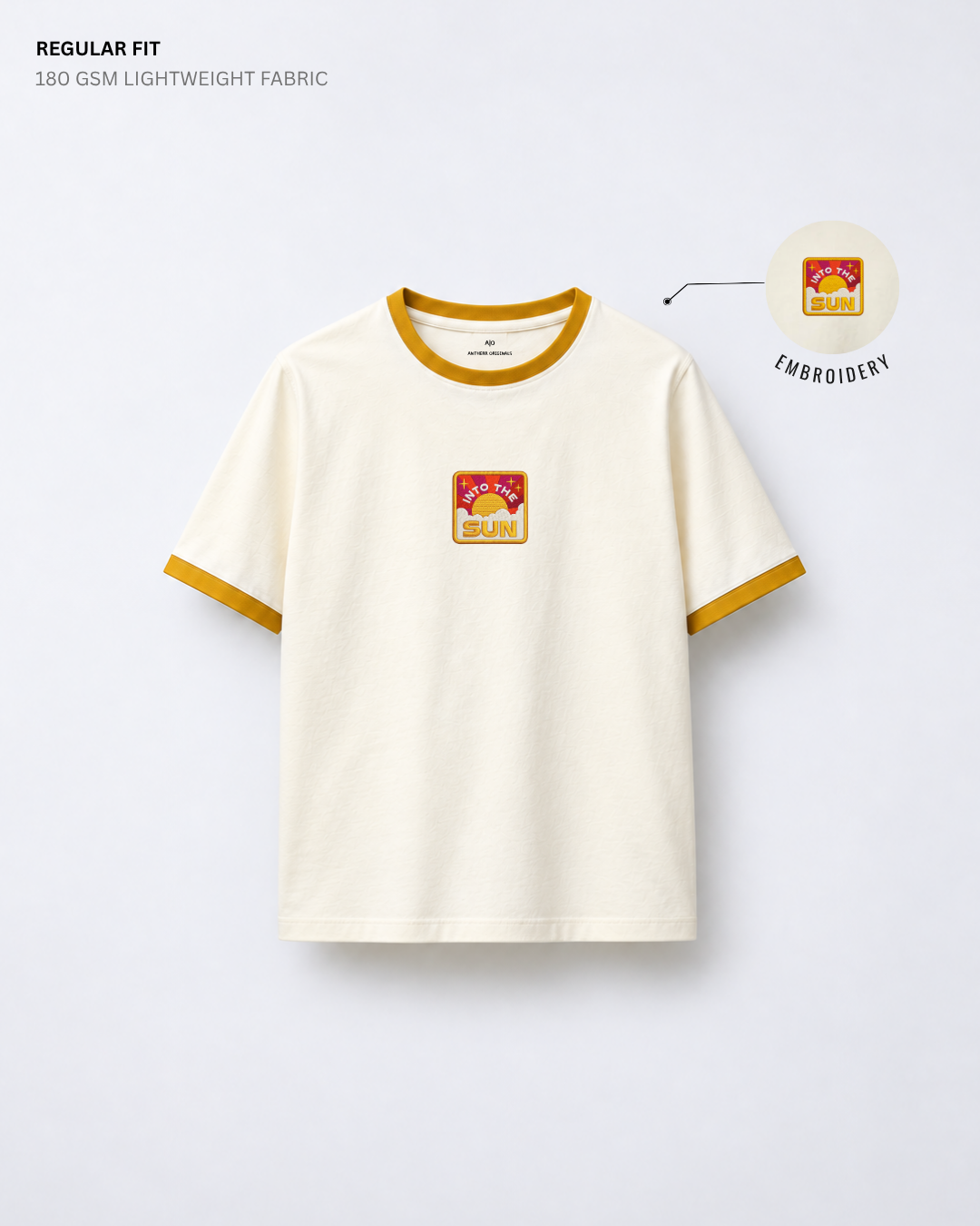 Into the Sun Embroidered Ringer Regular Fit T-Shirt | Antherr Core