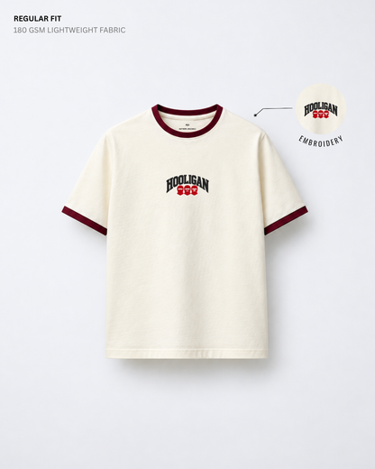 Hooligan Embroidered Ringer Regular Fit T-Shirt | Antherr Core