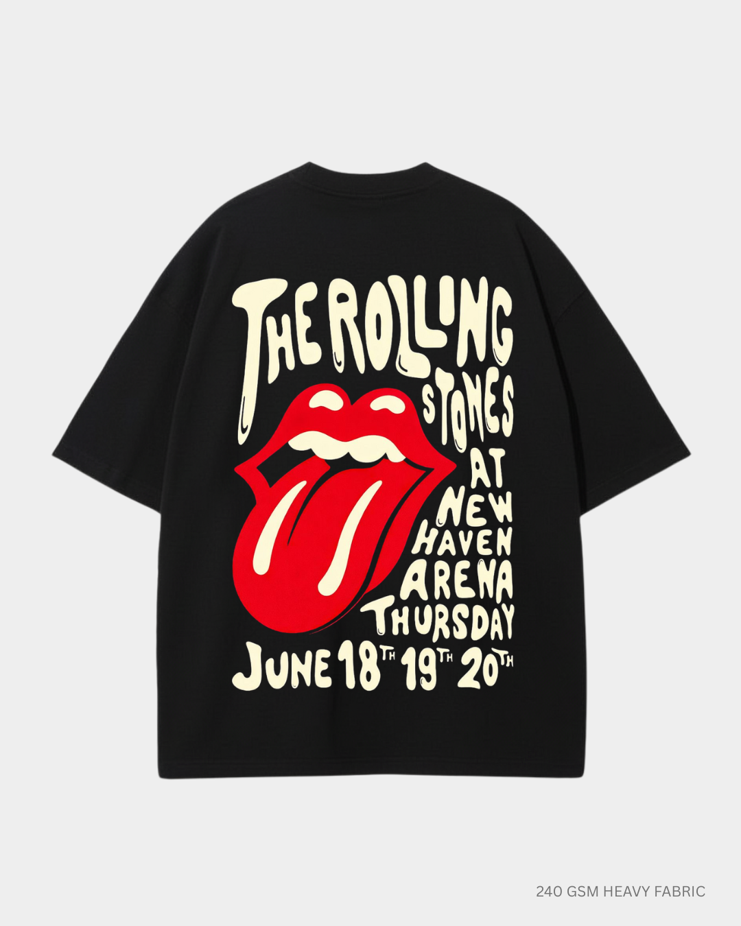 The Rolling Stones Unisex Oversized T-Shirt | Antherr Core BLACK Cotton 240 GSM
