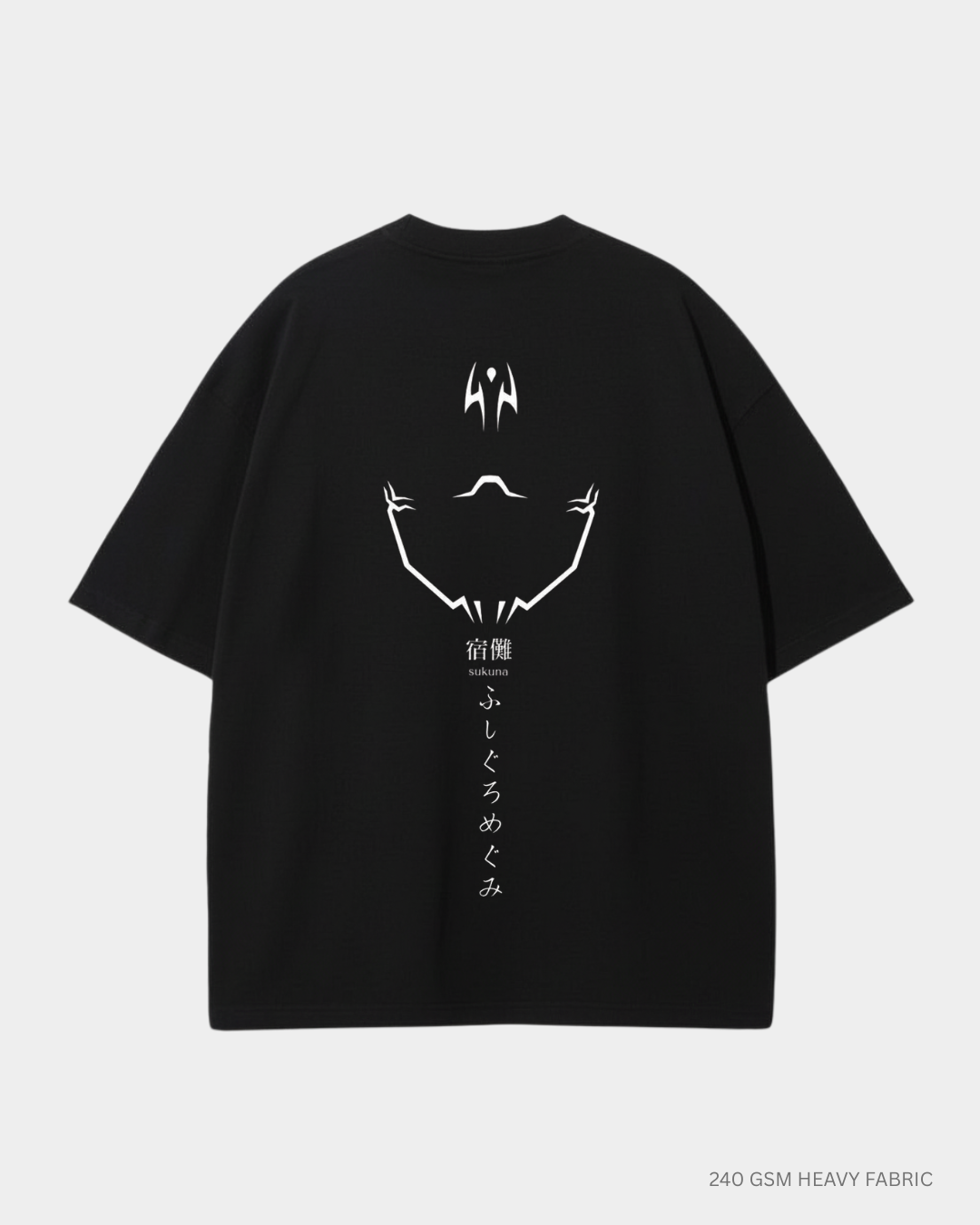Sukuna Unisex Oversized T-Shirt | Antherr BLACK Cotton 240 GSM