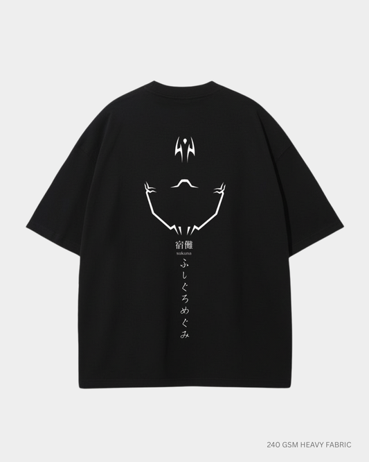 Sukuna Unisex Oversized T-Shirt | Antherr BLACK Cotton 240 GSM