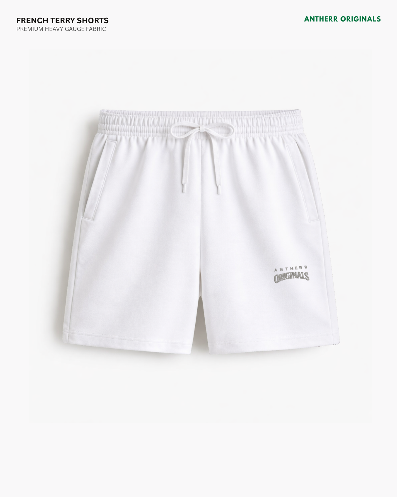 White Unisex Everyday French Terry Shorts
