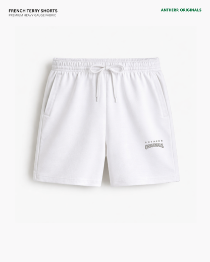 White Unisex Everyday French Terry Shorts