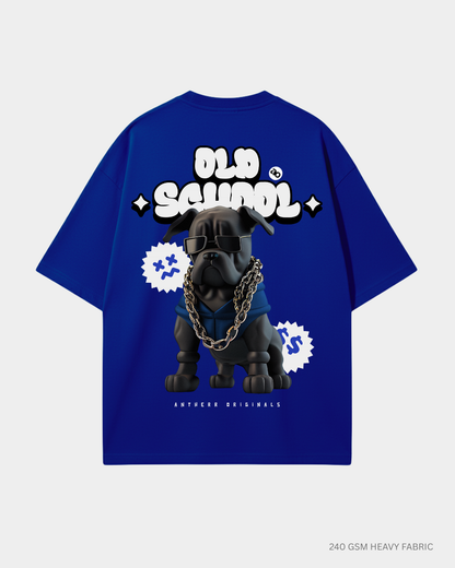 Old School Oversized T-Shirt for Men & Women | Antherr Originals Royal Blue Cotton 240 GSM