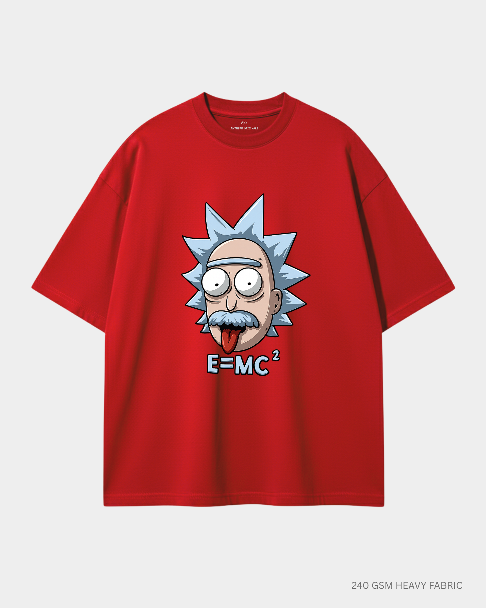 Mad Scientist E=MC² Unisex Oversized T-Shirt | Antherr Core Red 240 GSM Cotton