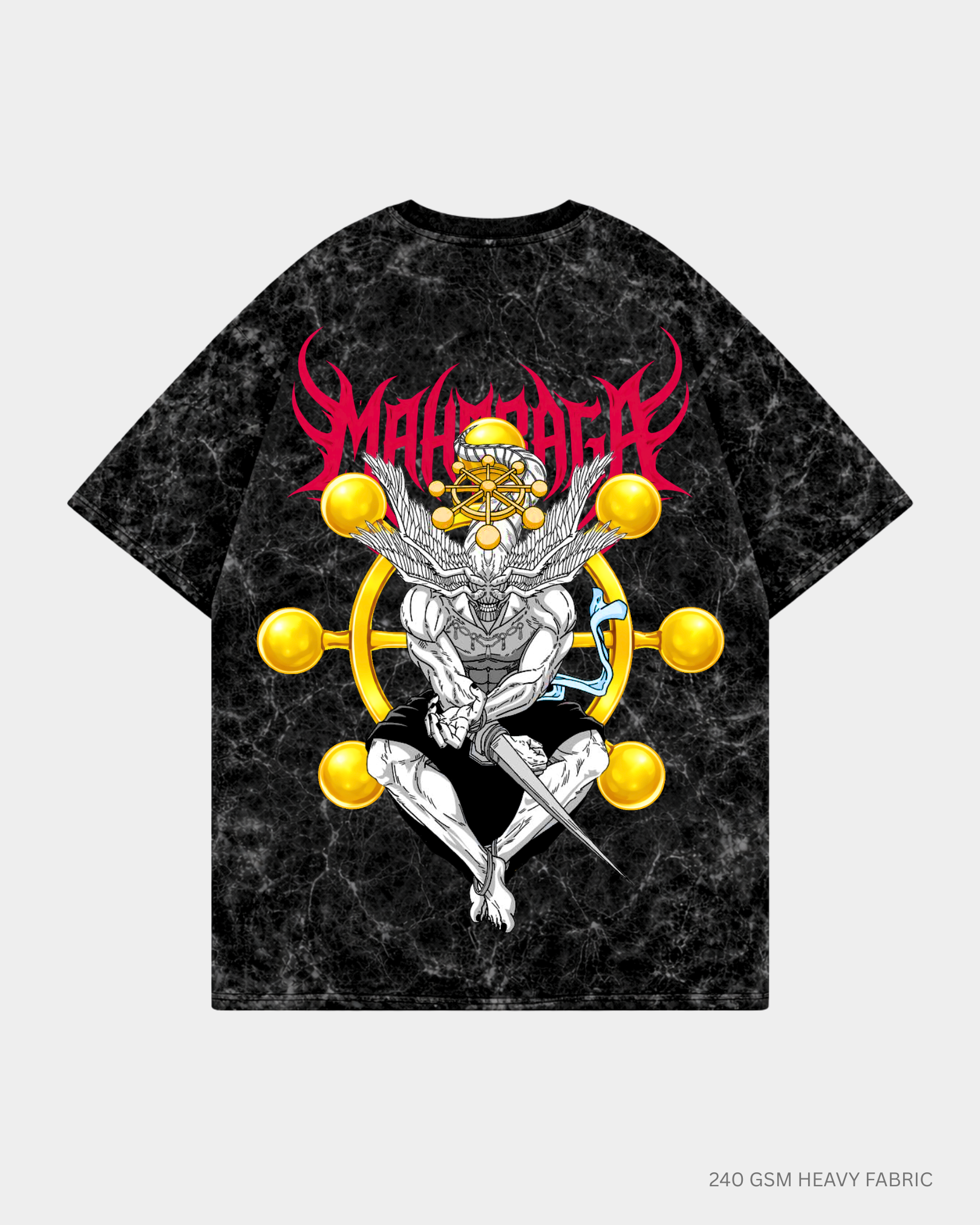 Mahoraga Divine Adaptation Unisex Oversized T-Shirt | Antherr Core Acid Wash Black Cotton 240 GSM