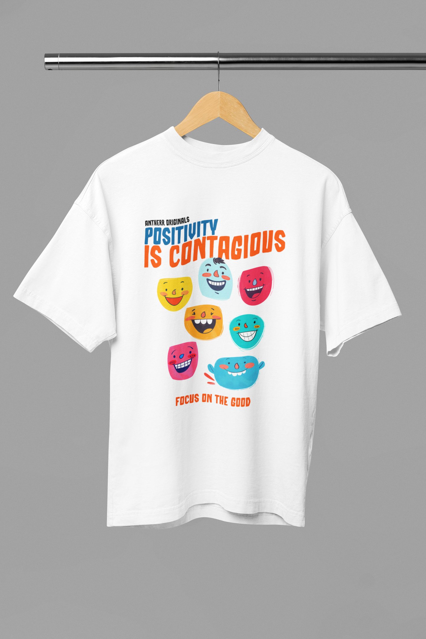 Positivity Is Contagious Unisex Oversized T-Shirts | Antherr White