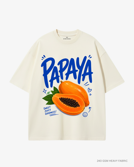 Papaya Unisex Oversized T-Shirt | Antherr Originals Off White Cotton 240 GSM