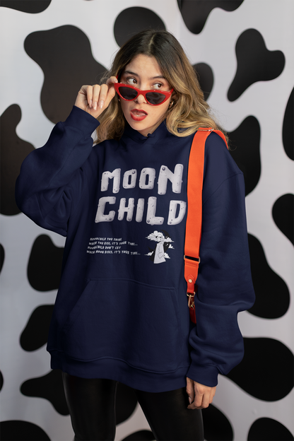 Moon Child: Unisex Winter Hoodies NAVY BLUE
