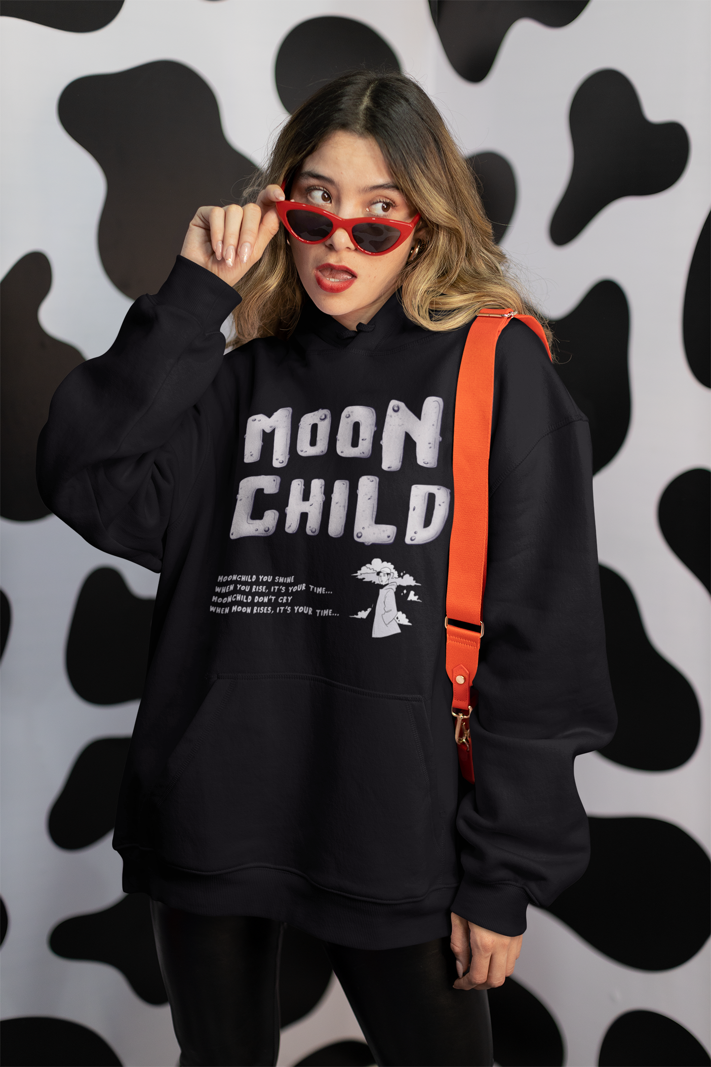 Moon Child: Unisex Winter Hoodies BLACK