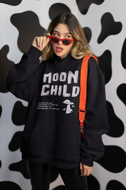 Moon Child: Unisex Winter Hoodies BLACK