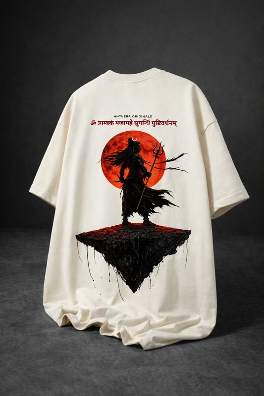 Rudra Eclipse Unisex Oversized T-Shirt | Antherr Originals OFF-WHITE Cotton 240 GSM