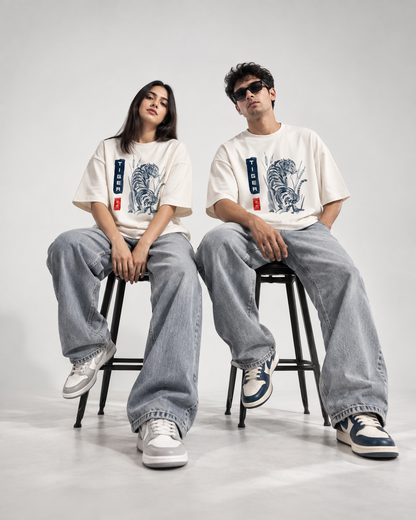 Tiger Ink Unisex French Terry Oversized T-Shirt | Antherr Core