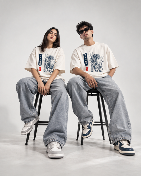 Tiger Ink Unisex French Terry Oversized T-Shirt | Antherr Core