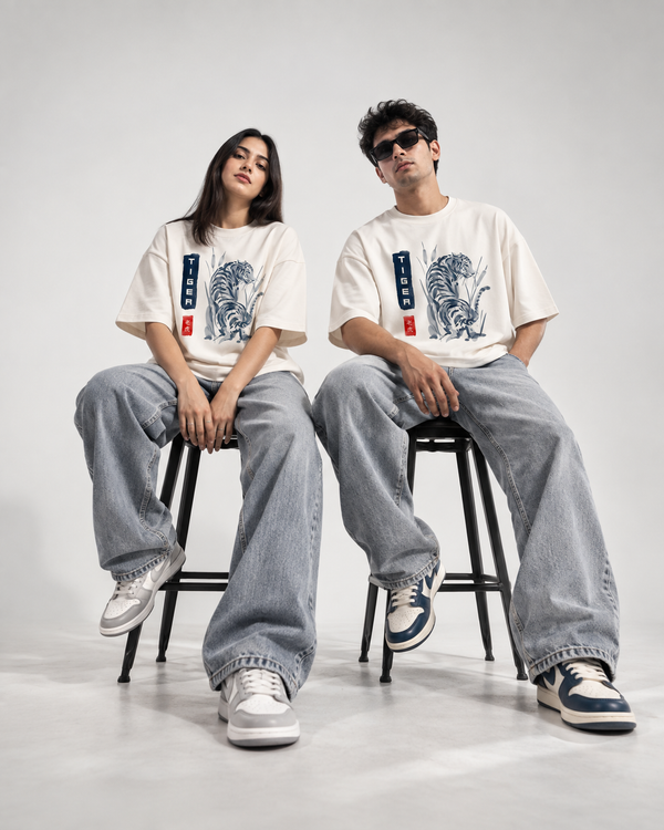 Tiger Ink Unisex French Terry Oversized T-Shirt | Antherr Core