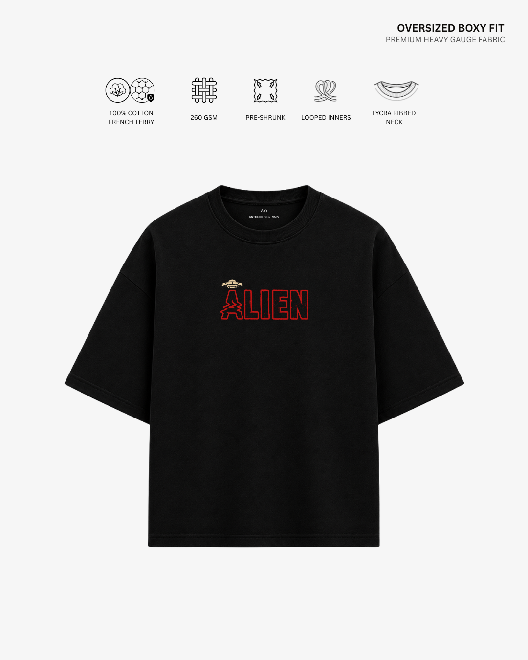Chibi Alien Arirang Unisex French Terry Oversized T-Shirt