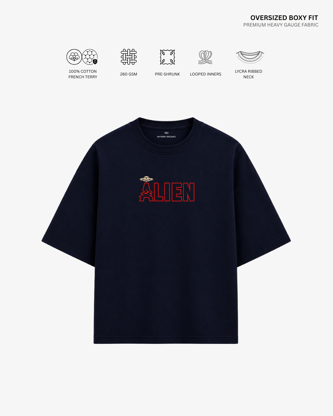 Chibi Alien Arirang Unisex French Terry Oversized T-Shirt