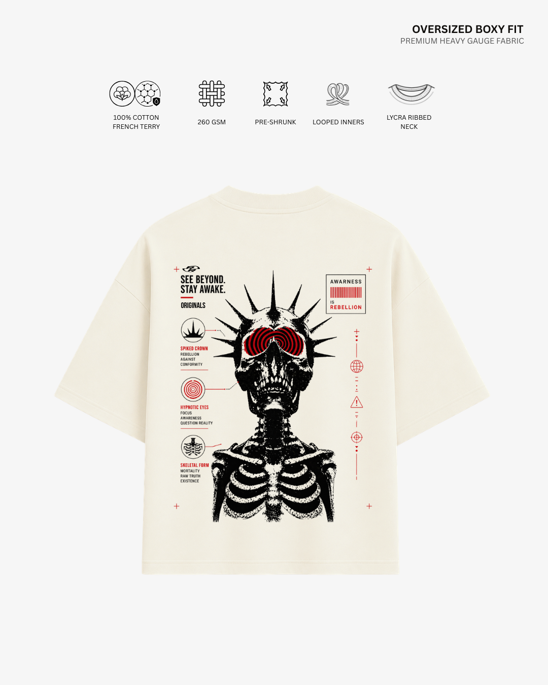 Spiked Crown Unisex French Terry Oversized T-Shirt | Antherr Originals