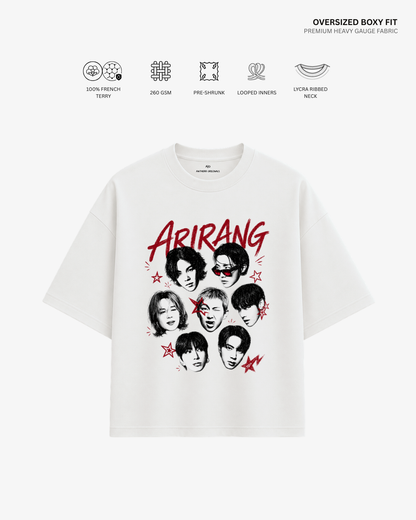 Arirang Squad Unisex Oversized T-Shirt | Antherr Core White Cotton French Terry 260 GSM