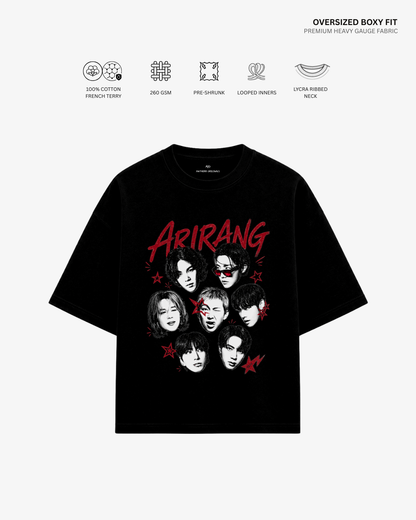 Arirang Squad Unisex Oversized T-Shirt | Antherr Core Black Cotton French Terry 260 GSM