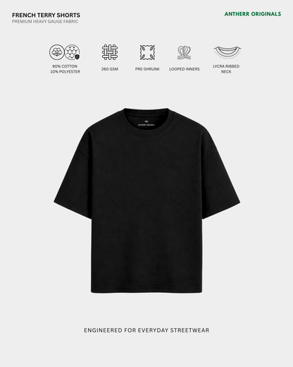 Basic Black Oversized T-Shirt | French Terry Cotton Black French Terry Cotton
