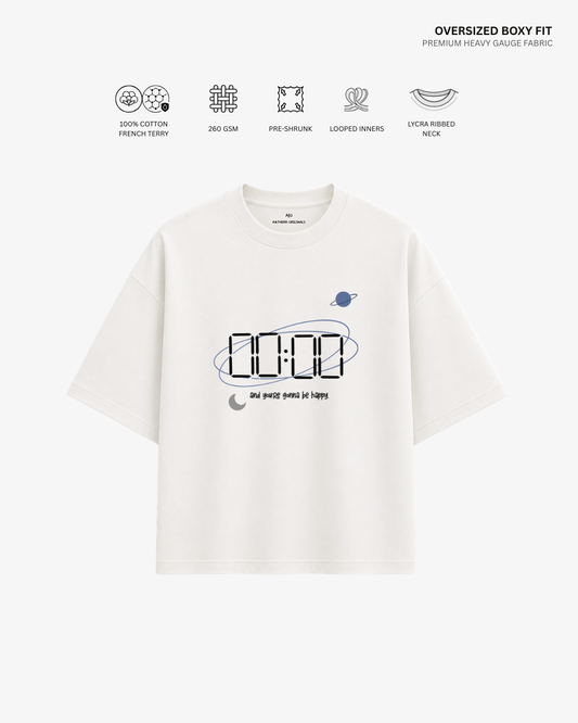 Zero O' Clock French Terry Oversized T-Shirt | Antherr Core Off White Cotton French Terry 260 GSM