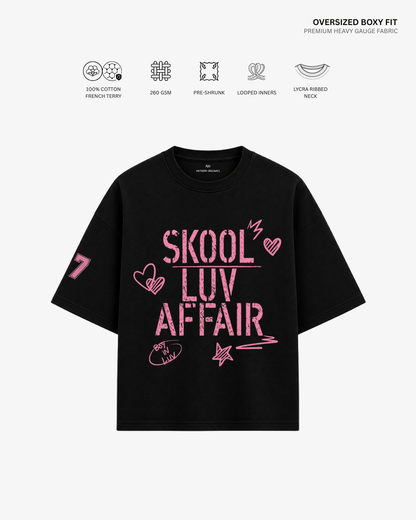 Skool Luv Affair Album French Terry Oversized T-Shirt | Antherr Core Black Cotton French Terry 260 GSM