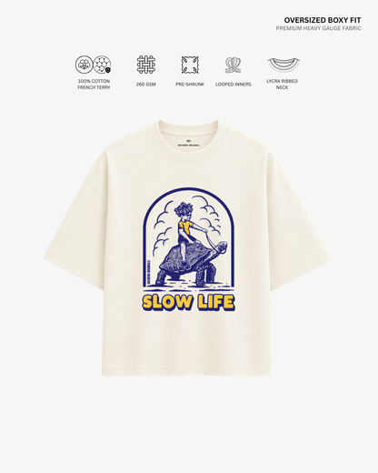 Slow Life Unisex French Terry Oversized T-Shirt | Antherr Originals