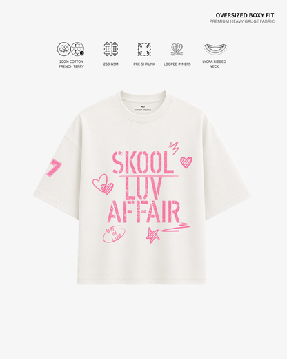 Skool Luv Affair Album French Terry Oversized T-Shirt | Antherr Core Off-White Cotton French Terry 260 GSM