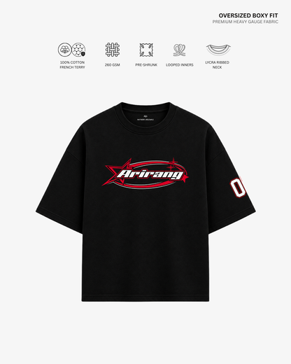 Arirang Varsity Edition French Terry Oversized T-Shirt | Antherr Core Black Cotton French Terry 260 GSM