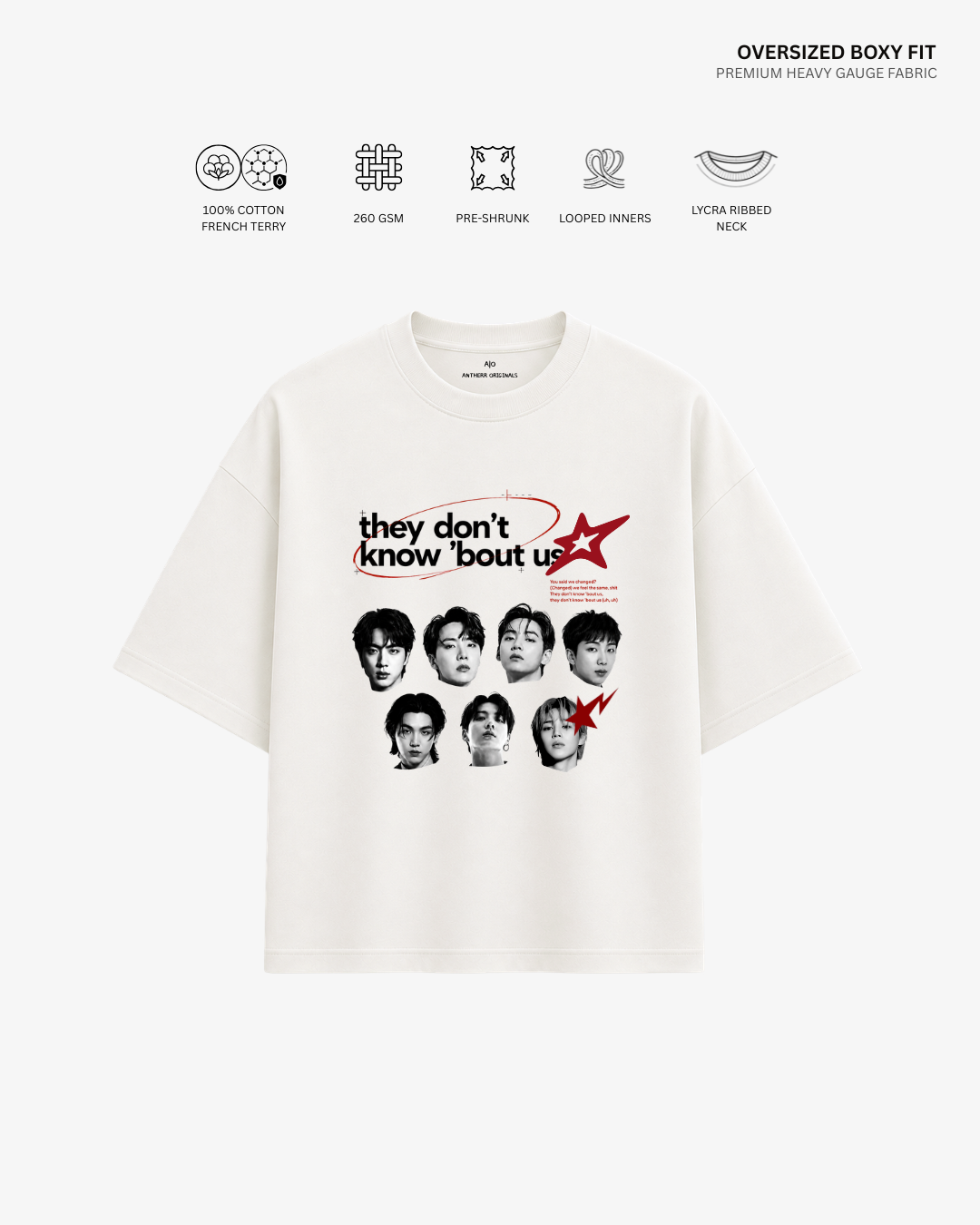 They Don't Know Arirang French Terry Oversized T-Shirt | Antherr Core Off White Cotton French Terry 260 GSM