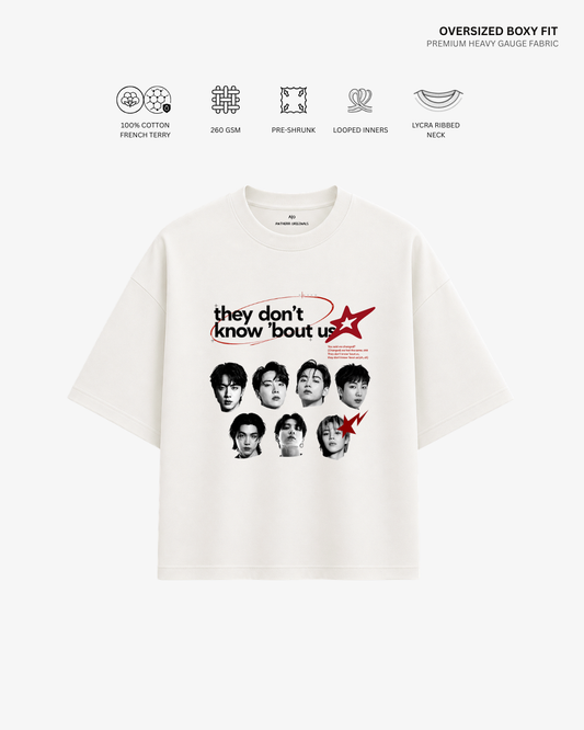 They Don't Know Arirang French Terry Oversized T-Shirt | Antherr Core Off White Cotton French Terry 260 GSM