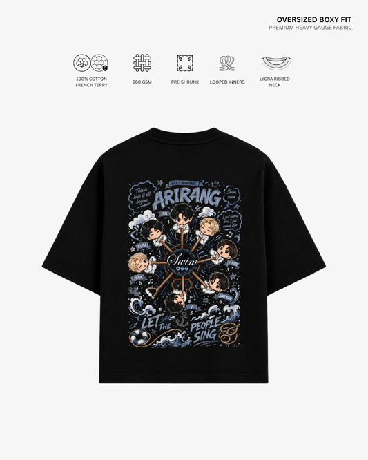 Chibi Swim Arirang Unisex French Terry Oversized T-Shirt | Antherr Core