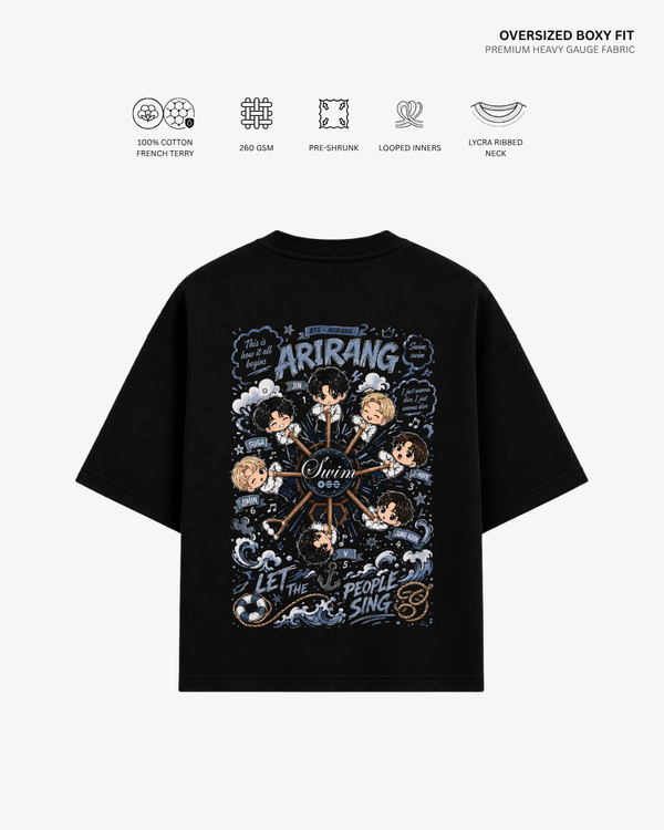 Chibi Swim Arirang Unisex French Terry Oversized T-Shirt | Antherr Core
