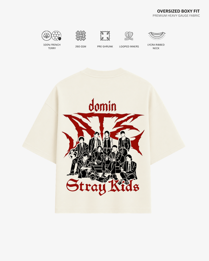 ATE: Straykids Unisex French Terry Oversized T-Shirt India | Antherr Core Off White Cotton French Terry 260 GSM