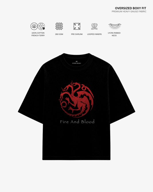 Blood and Fire Unisex French Terry Oversized T-Shirt | Antherr Core