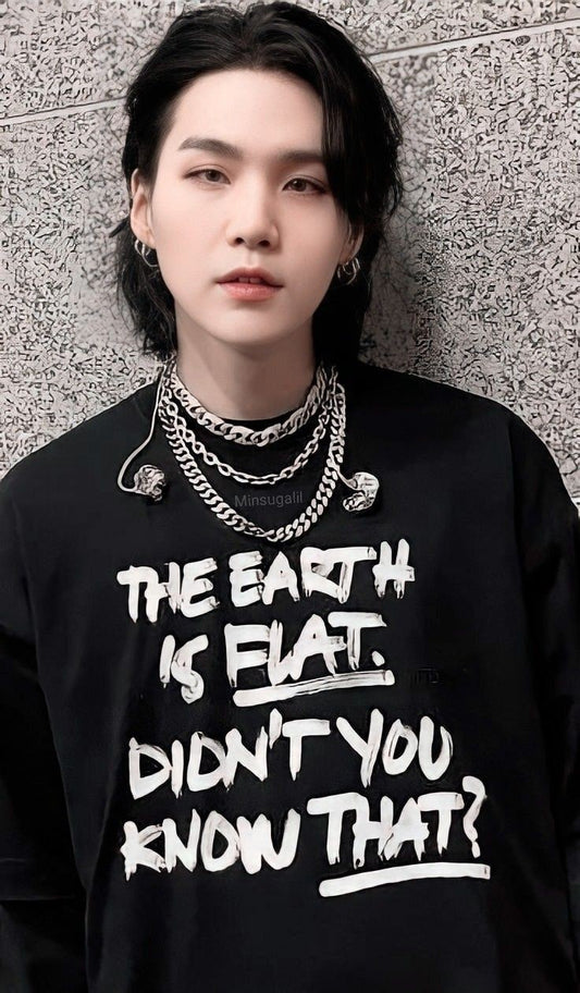 The Earth is Flat- Yoongi Unisex Regular Fit T-Shirts BLACK