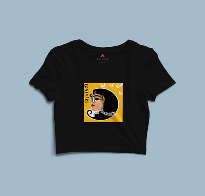 BIDESHINI : BENGALI FEVER - HALF SLEEVE CROP TOPS BLACK