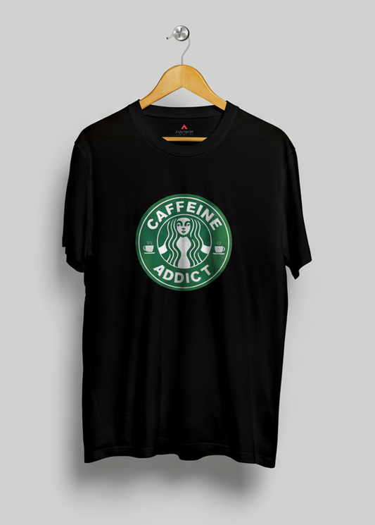 CAFFEINE ADDICT Unisex Regular Fit T-Shirt BLACK