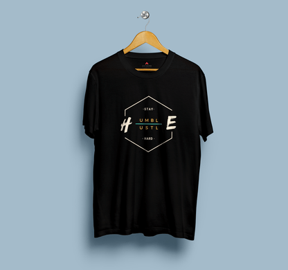 STAY HUMBLE, HUSTLE HARD - HALF-SLEEVE T-SHIRTS BLACK