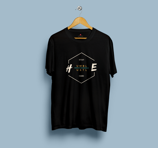 STAY HUMBLE, HUSTLE HARD - HALF-SLEEVE T-SHIRTS BLACK