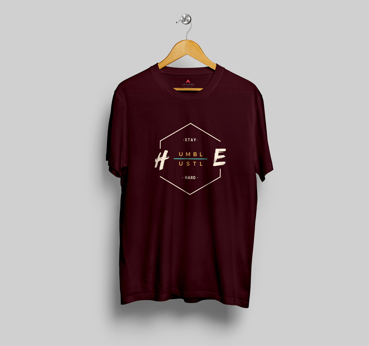 STAY HUMBLE, HUSTLE HARD - HALF-SLEEVE T-SHIRTS MAROON