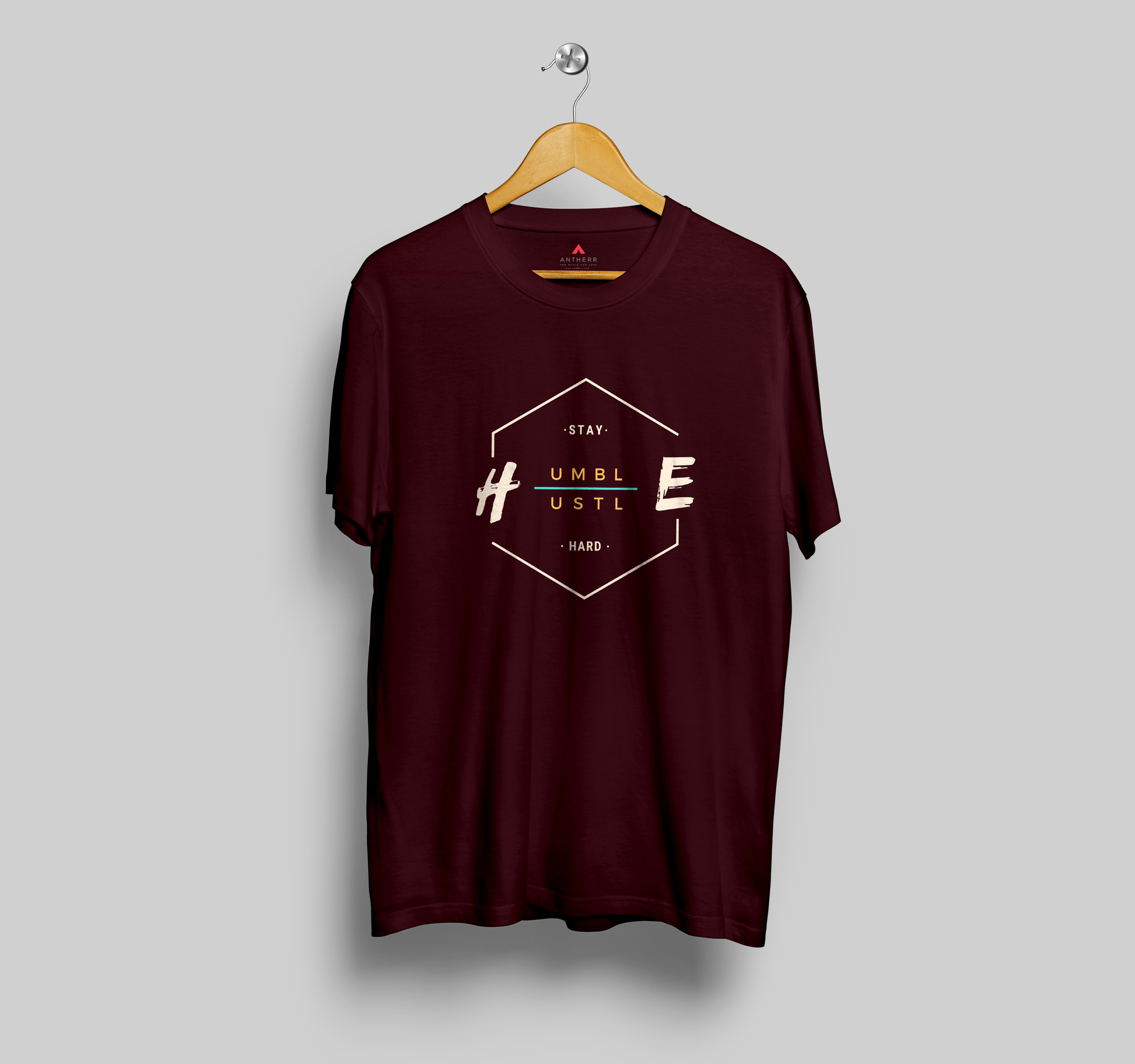 STAY HUMBLE, HUSTLE HARD - HALF-SLEEVE T-SHIRTS MAROON