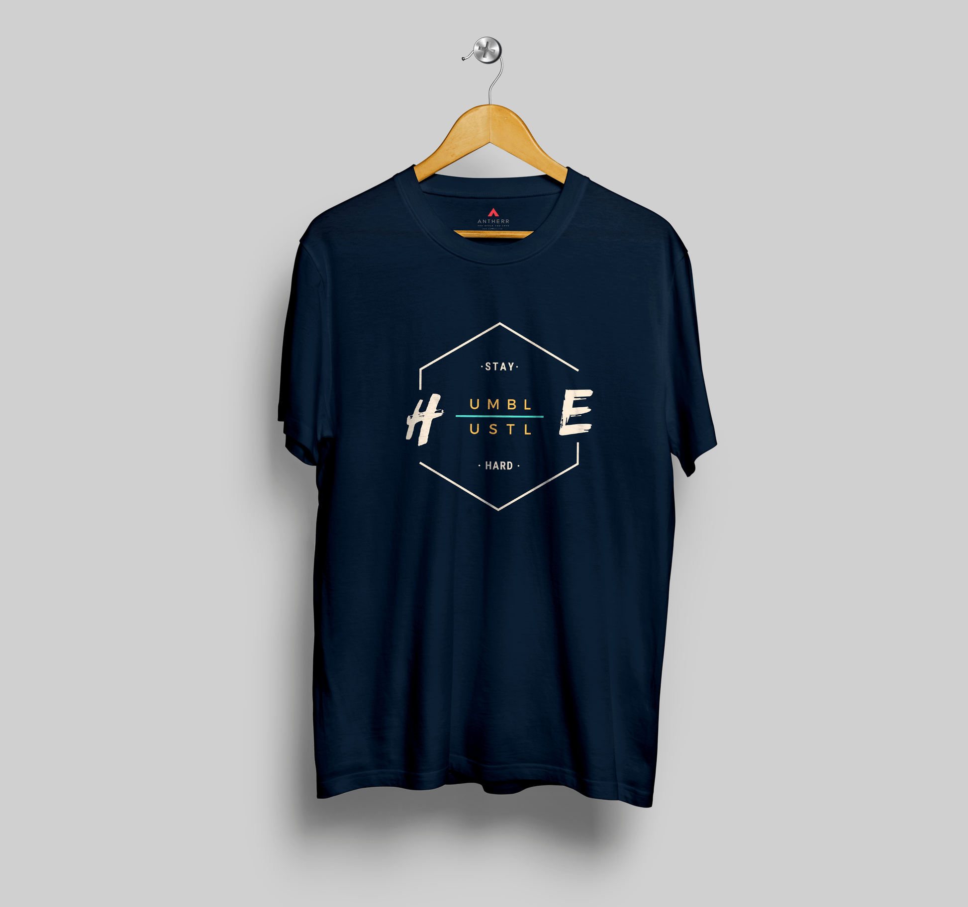 STAY HUMBLE, HUSTLE HARD - HALF-SLEEVE T-SHIRTS NAVY BLUE