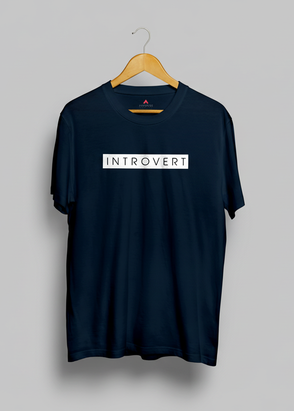 INTROVERT Unisex Regular Fit T-Shirt NAVY BLUE