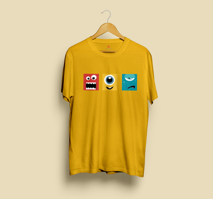 " CUTE MONSTERS " HALF-SLEEVE T-SHIRTS YELLOW