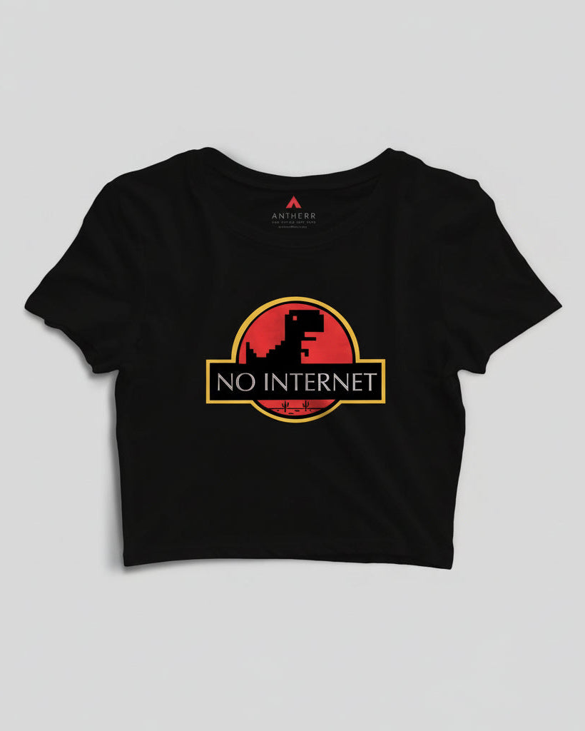 " NO INTERNET " HALF-SLEEVE T-SHIRT (BLACK) BLACK