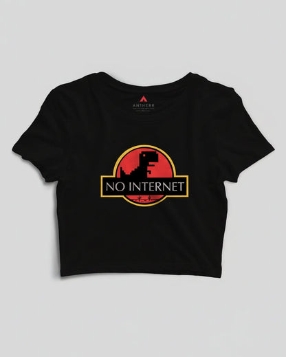 " NO INTERNET " HALF-SLEEVE T-SHIRT (BLACK) BLACK