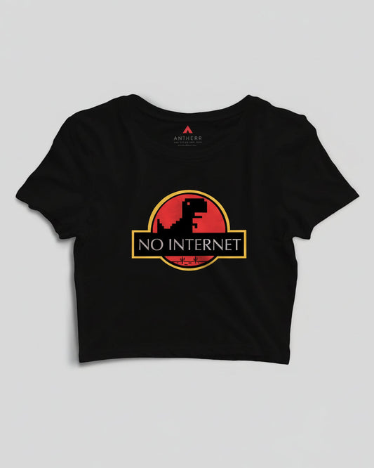" NO INTERNET " HALF-SLEEVE T-SHIRT (BLACK) BLACK